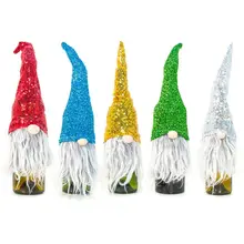 Крышка для бутылки с красным вином, рождественское, с блестками, Шведский гном Санта-Клаус, рождественские вечерние украшения для дома и столовой, Прямая поставка