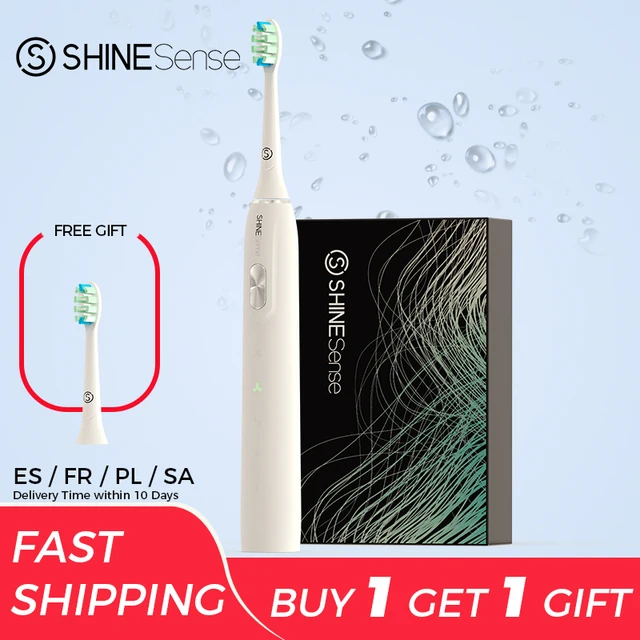 ShineSense Electric Sonic Toothbrush STB800 USB Rechargeable Adult Waterproof Electronic Tooth 8 Brushes Replacement Heads WT 1xHD