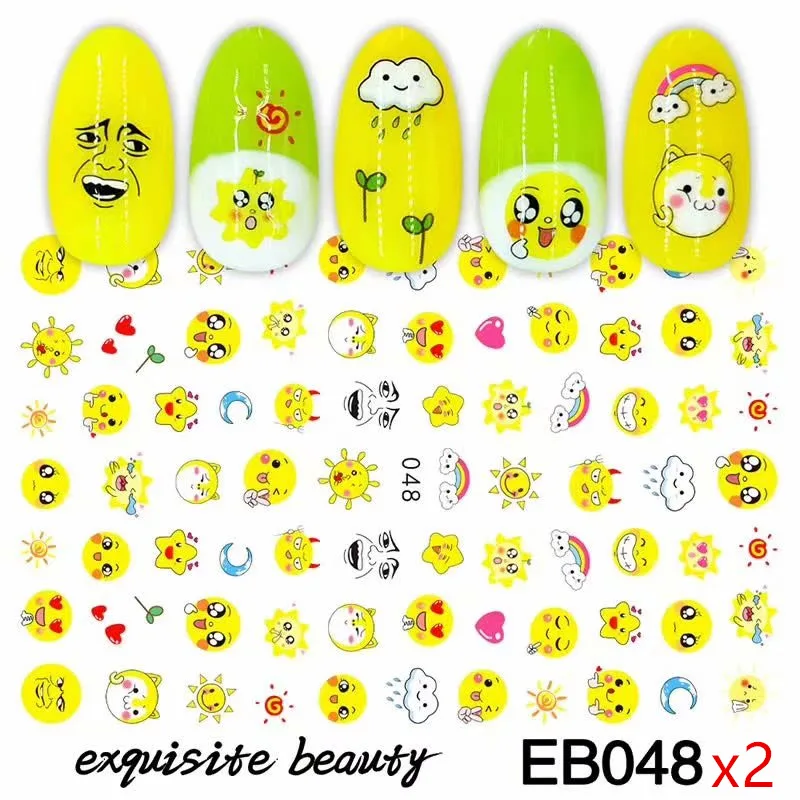 2 sheets EB048 12 листов водная наклейка для украшения ногтей наклейки для ногтей тату Полное покрытие красота мультфильм мышь Переводные картинки маникюрные принадлежности Новинка - Цвет: 2 sheets EB048