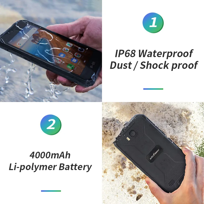 Ulefone Armor X6 IP68 водонепроницаемый смартфон MT6580 Восьмиядерный Android 9 разблокировка лица 2 ГБ 16 ГБ 4000 мАч 3G глобальная Версия Телефона