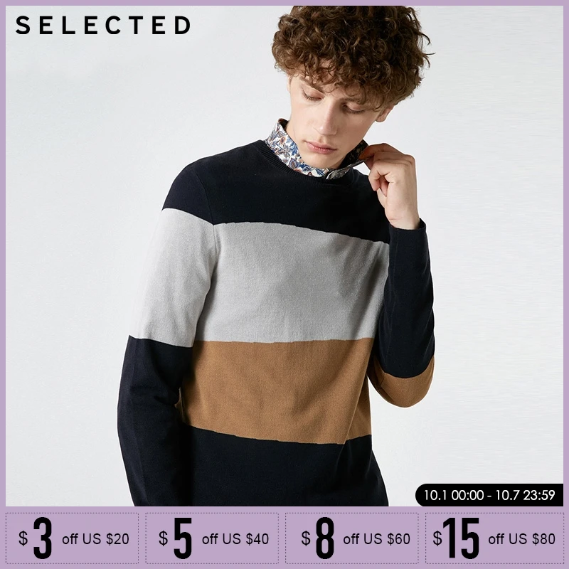 

SELECTED Men Assorted Colors Striped Round Neck Casual Sweater| 418324529
