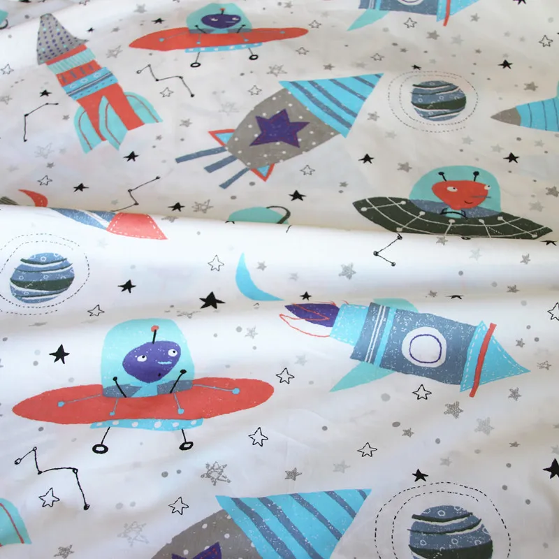 Spacecraft Printed Cotton Fabric For Making Dresses Cushions Blanket Sewing Baby Child Bed Sheet Textile