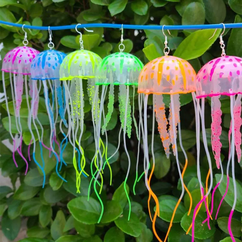 Серьги Jellyfish яркий Яркий неоновый светящийся орнамент для подводной морской
