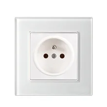 Французская стандартная настенная розетка, французская стандартная настенная розетка, белая/черная/Золотая, переменный ток 110~ 250 В, 16А, кристальная стеклянная панель, розетка питания