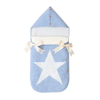 

Baby Hood Button Stroller Sleeping Bag Knitted Envelopes Autumn Winter Sleepsack GXMB