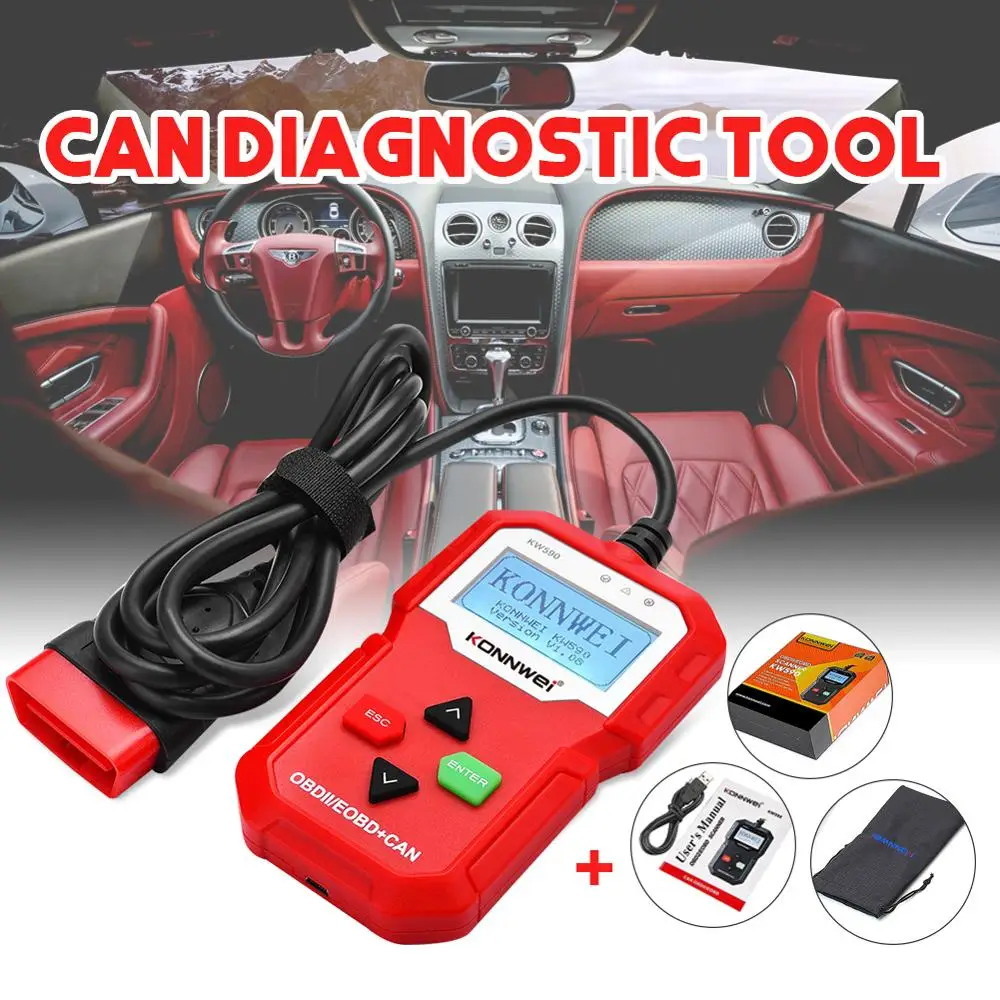 KONNWEI KW590 Профессиональный OBD2 сканер автоматический считыватель кодов