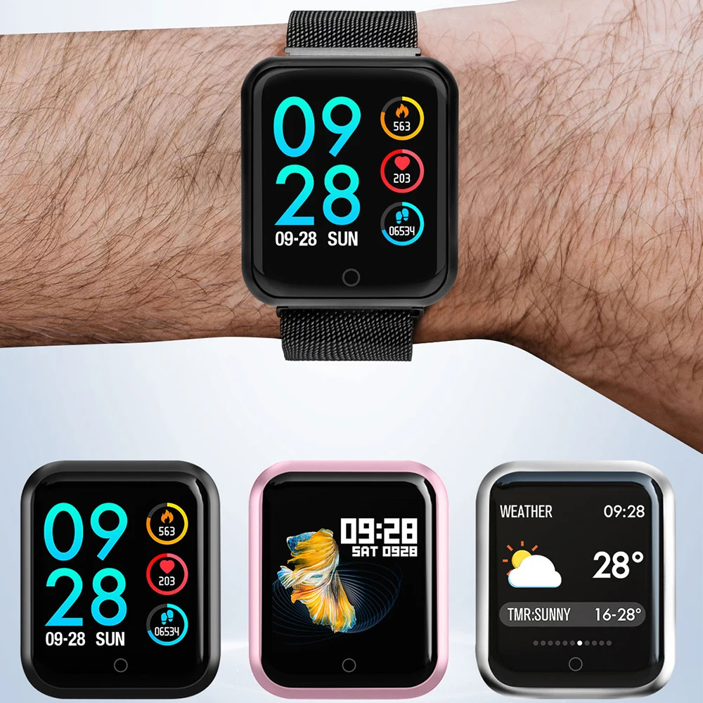 P68 touch screen bracelet heart rate monitor blood pressure smart watch Men fitness tracker health wristband Smart band watches