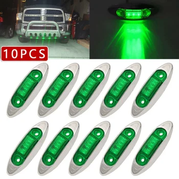 

10pcs Car Styling Green 3LED Light 4Inch Oval Clearance Trailer Truck Muti-Functional Side Marker Lamp Green IP67 Waterproof