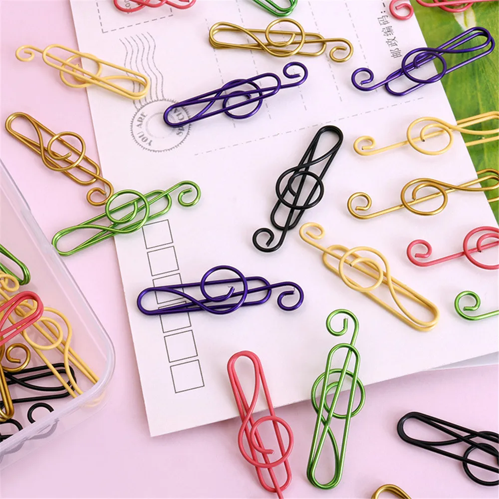 10Pcs Multi-color Stationary Office Supplies Musical Note Paper Clips Random
