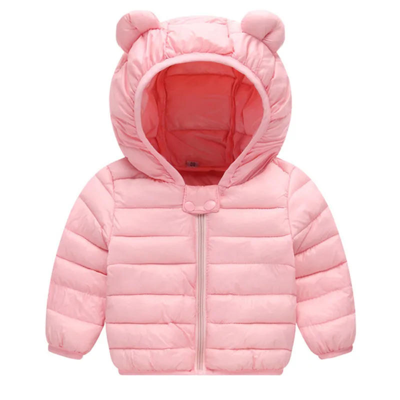 Waiwaibear/новые зимние пальто для малышей пуховое хлопковое пальто, куртка одежда для малышей пуховая куртка с капюшоном для малышей, одежда для мальчиков и девочек - Цвет: Розовый