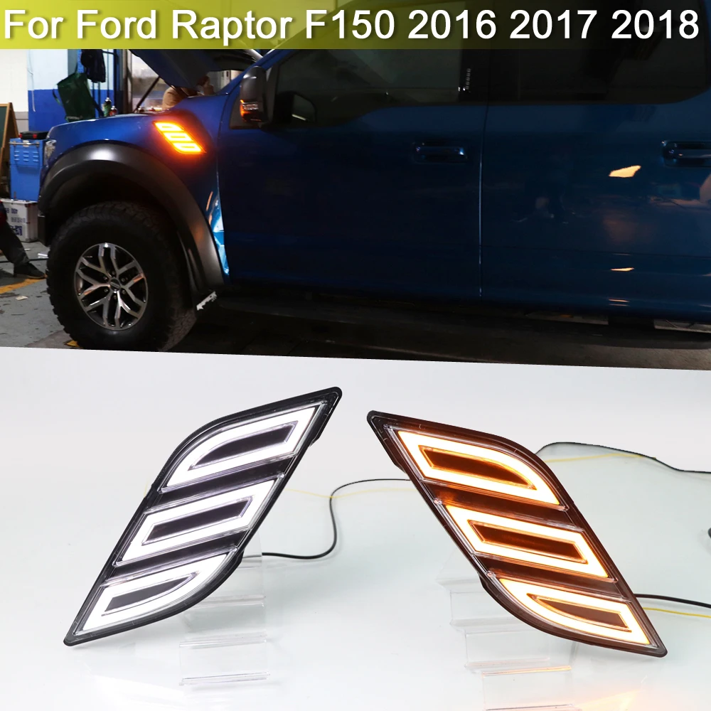 2-In-1 LED Side Fender Marker Lamp For Ford Raptor F150 2016 2017 2018 Amber Turn Signal Light White Running Position Lights | Автомобили