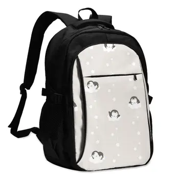 

Bags School Bags For Boy Girl TeenagerCute Cartoon Penguin Cloud And Star USB Charge Computer Laptop Back Pack