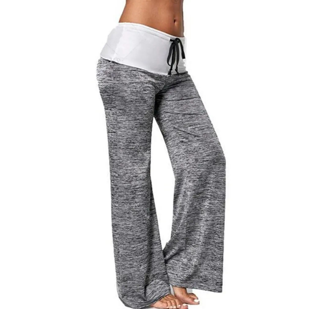 Yoga Pants Women's Stitching Yoga Casual Quick-Drying Sports Trouser Outdoor Leisure Wide-Leg Pants Trousers