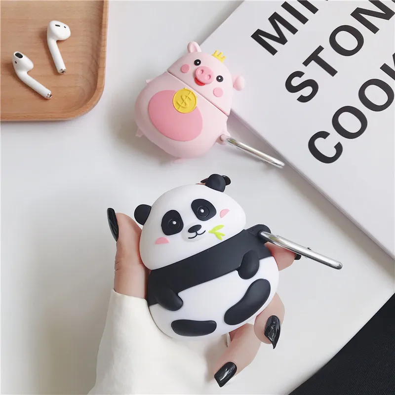 3D силиконовый чехол для наушников с милой пандой из мультфильма «Корона Свинья» для Apple Airpods 1 2, чехол для наушников, чехол для наушников Air pods, чехол для гарнитуры