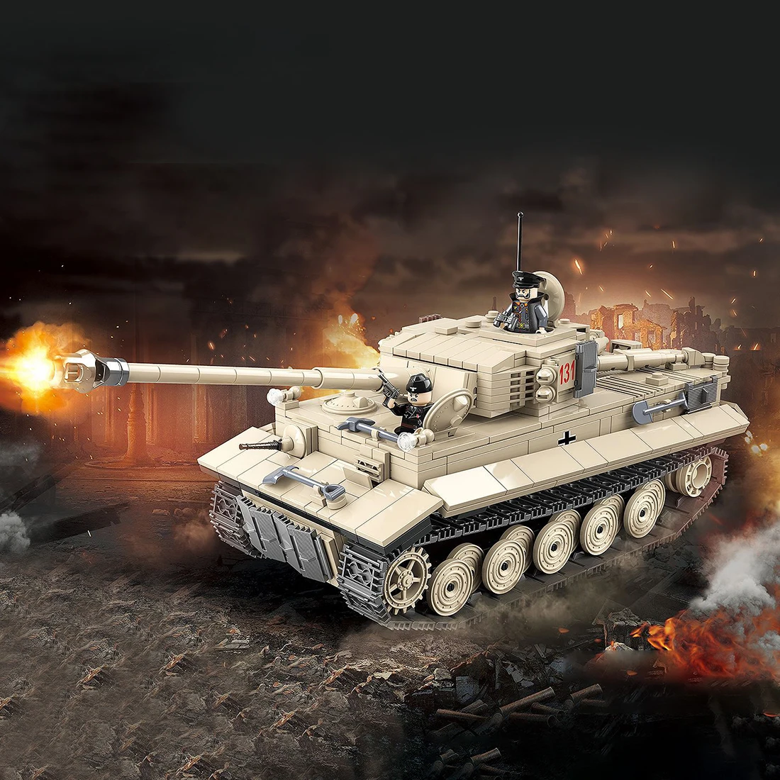 

1018Pcs DIY Military Theme Small Particle Building Block Model Set for 100% Building Block Brands For 6+ - Tiger Tank 131