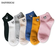 3 пара/лот = 6 шт., летние носки-лодочки с вышивкой, женские хлопковые короткие носки с двойной иглой