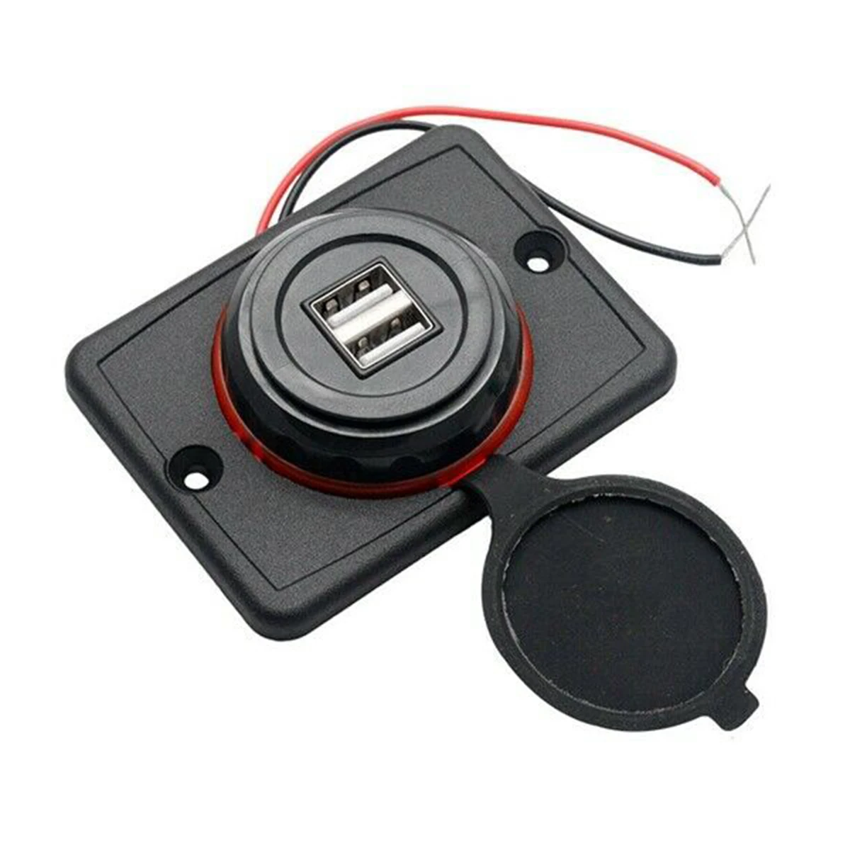 

Universal 12-24V 3.1A Dual USB Car Charger Panel Mount 2 Port Charging Power Socket Adapter with waterproof and dustproof cover