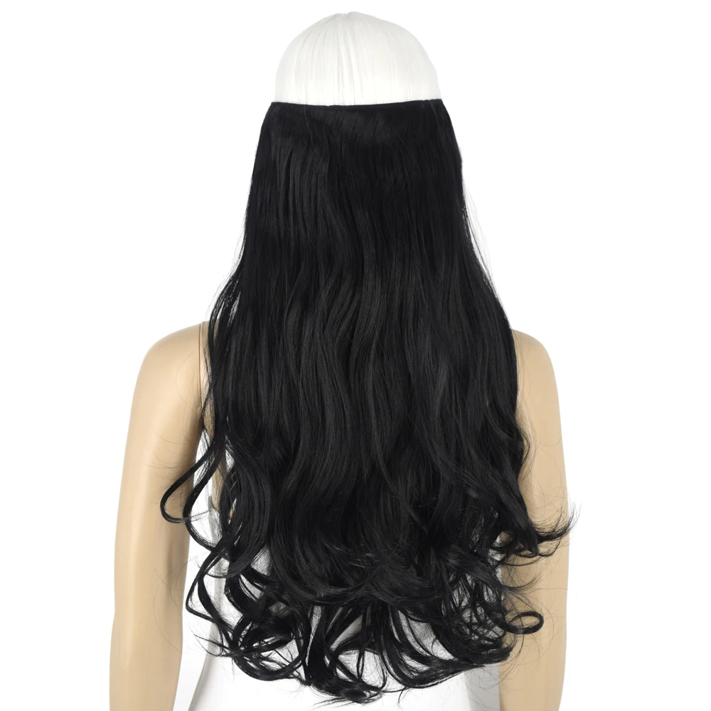 클립붙임머리 여성용 천연 합성 헤어 익스텐션, 긴 스트레이트 헤어피스, 내열성 섬유, 인조 헤어, 헤어 스타일, 5 클립, 24 인치 8 TOPREETY 합성 섬유 내열성 물결 모양 5 클립 헤어 익스텐션 클립 5002