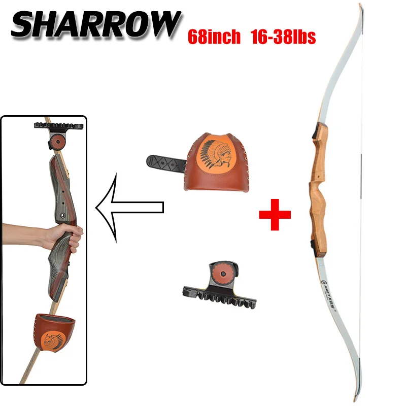 

Recurve Bow With Arrows Quiver Bag For Archery 16-38lbs 68inch Wood Bow Profession Novice Outdoor Hunting Shooting Accessories