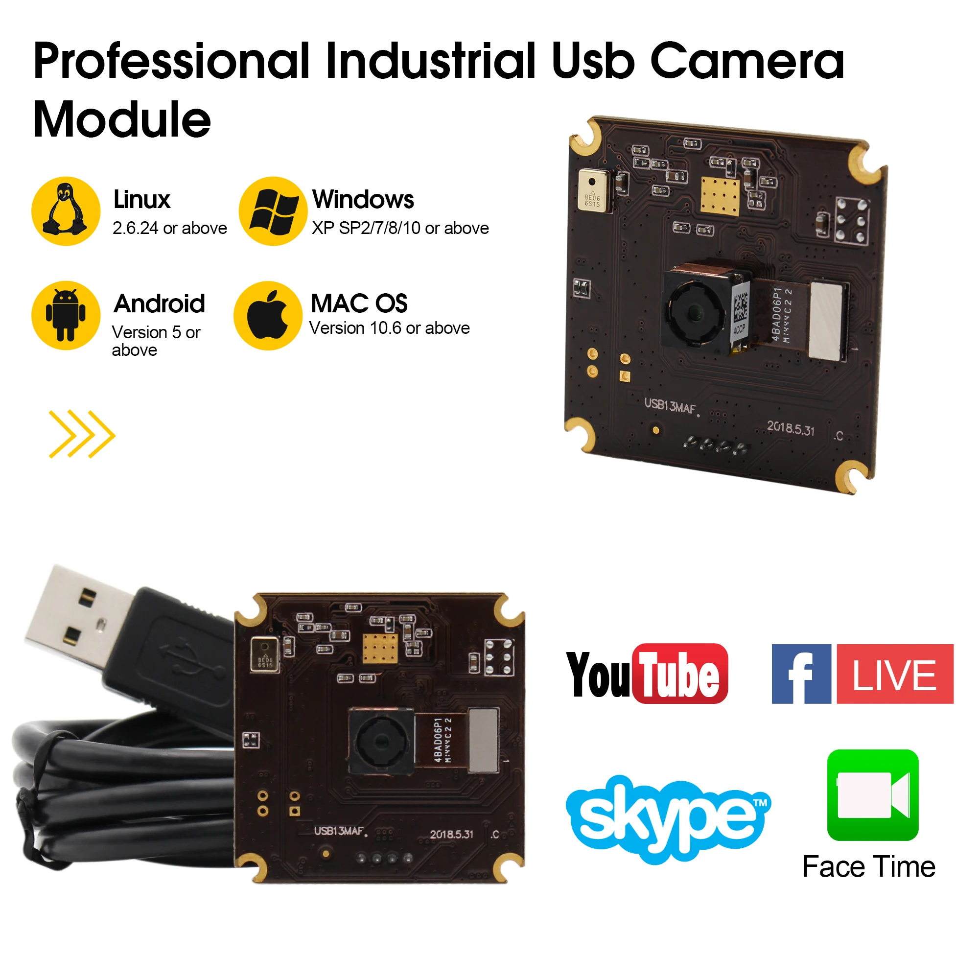 Веб камера ELP 13 МП USB MJPEG 10 кадров/с 3840x2880 без искажений веб с автофокусом