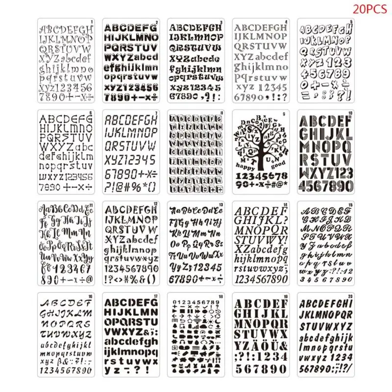 

20pcs/set Letter Alphabet Number Stencil DIY Drawing Template Painting Scrapbook WXTA