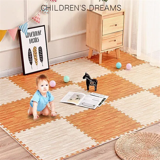 Baby Crawling Play Mat Kids Rug Puzzle Toys Children's Developing Carpet Wood Grain EVA Blanket Gym Mats For Baby Room Playmat 1
