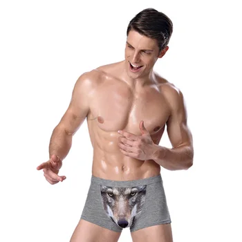 

Plus Size 4XL Men's Underpants Personality Print Animal Wolf Eagle Boxershorts Men Elastic Briefs Shorts 3D Sexy Panties For Man