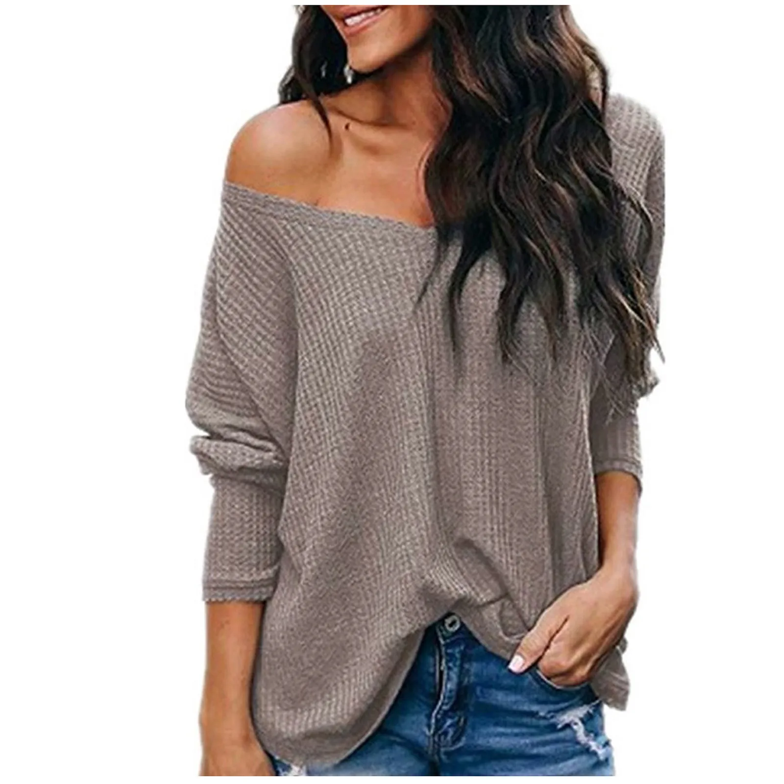 Женские топы рубашка повседневный осенний пуловер с V-образным вырезом и