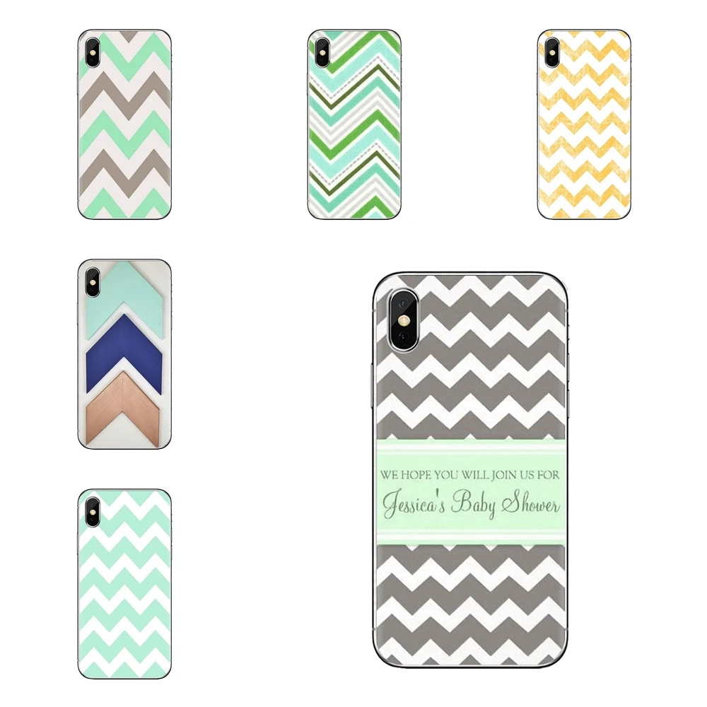 Gray And Mint Green Chevron For Sony Xperia Z Z1 Z2 Z3 Z5 compact M2 M4 M5 E3 T3 XA Aqua LG G4 G5 G3 G2 Mini Silicone Skin Cover |