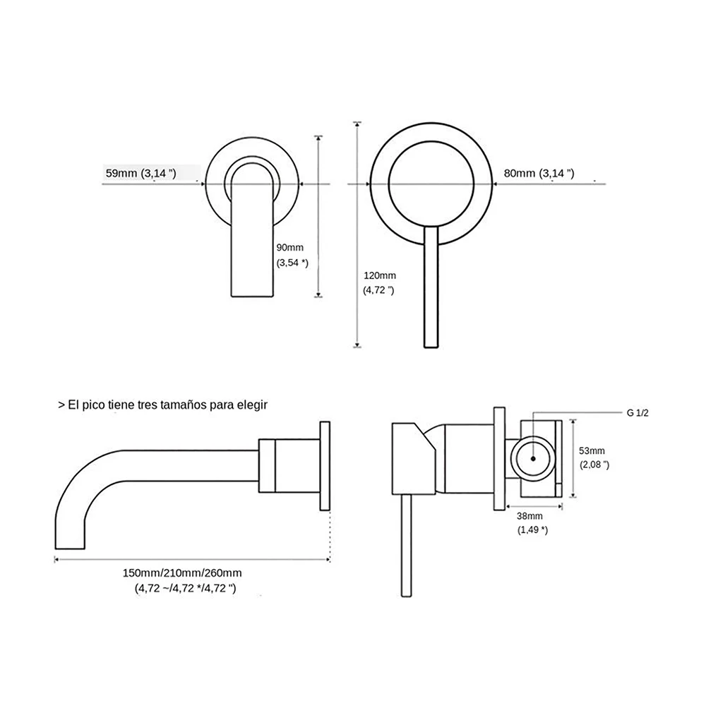 Bagnolux Black Chrome Rose Gold Brushed Polished Brass Single Handle Hot Cold Water Wall Mounted Embedded Bathroom Basin Faucet images - 6