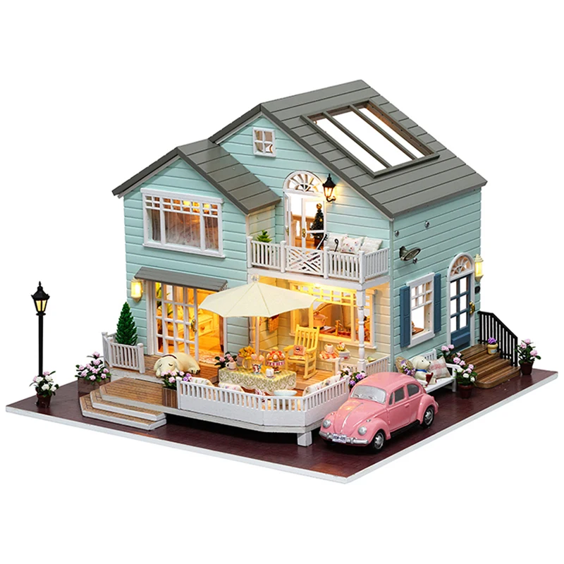 A35 Muñeca casa miniatura DIY casa de muñecas con muebles de casa de madera juguetes para niños Regalo de Cumpleaños A066 - Цвет: A35