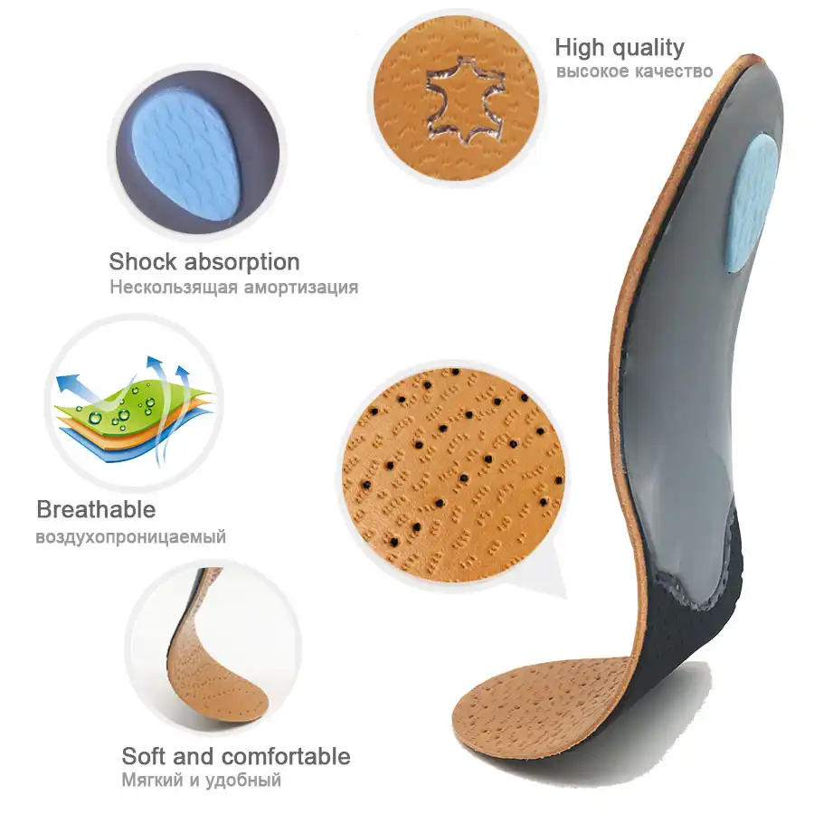 Leather Orthotic Insole For Shoes Flat 