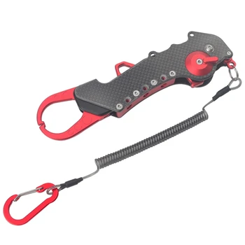 

TOP!-Handle Folding Length Fish Grip Portable Fish Grip Lip Red Fishing Gripper Lure Catch Fish Tool