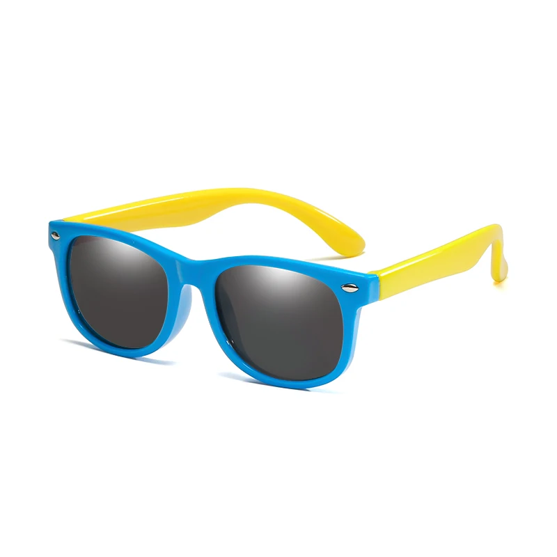 Blue Yellow Гибкие поляризованные детские солнцезащитные очки, детские черные солнцезащитные очки для маленьких девочек и мальчиков, солнцезащитные очки, очки, От 2 до 11 лет, детские очки - Цвет линз: Blue Yellow