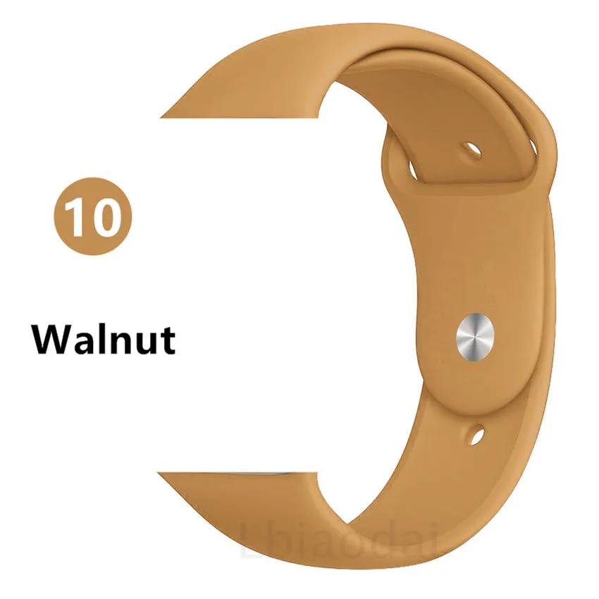 Walnut Новинка, стильный ремешок для Apple Watch, ремешок 38 мм, 42 мм, умные силиконовые зеленые часы, горячая распродажа, спортивный ремень, браслет, ремешок для часов - Цвет: Walnut
