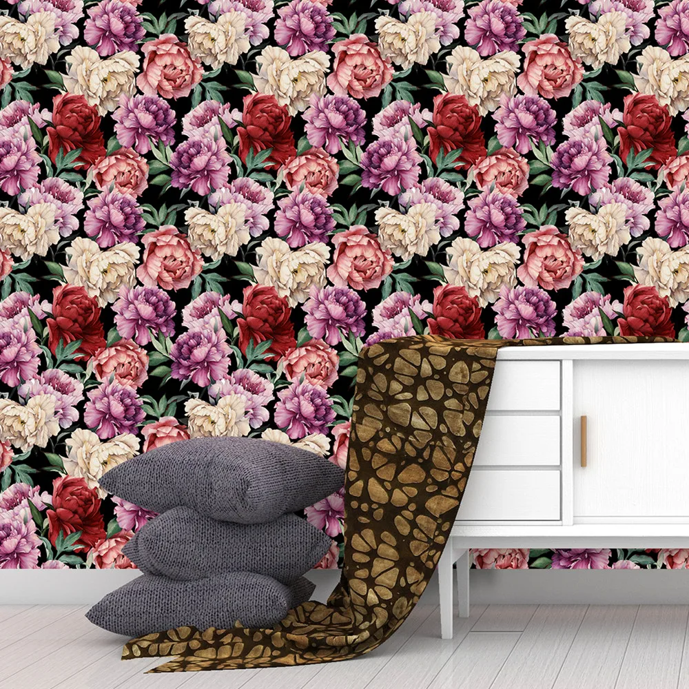 e pau de vinil romantico rosa floral 01