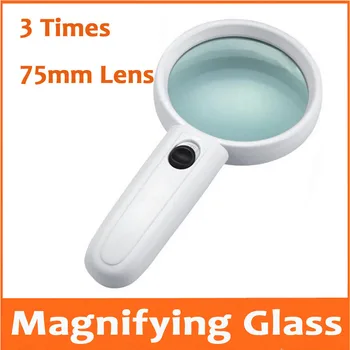 

3X 75mm Handheld LED Illuminated 3 Times Magnifier Magnifying Glass for Reading Mobile Phone Repair Insects Viewer for Children