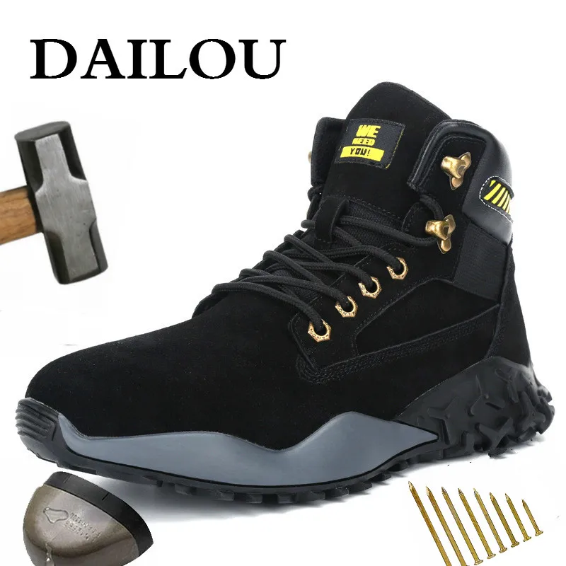 DAILOU-botas impermeables con piel para hombre y mujer, zapatos informales de trabajo, zapatillas indestructibles de talla grande 48, para invierno