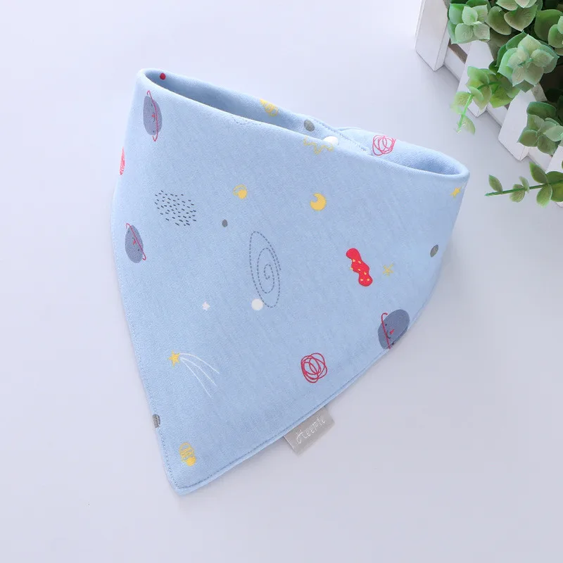 Baby Bibs Triangle Double Cotton Bibs Cartoon Print Saliva Towel Baby Boys Girls Feeding Apron Cotton Bandana Bibs Burp Cloths