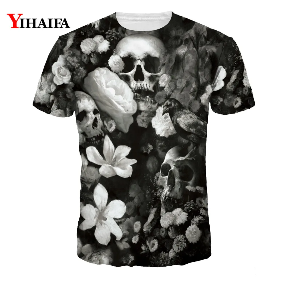

New Funny skull 3d Print Creative Graphics Hipster Round Neck Men Tee Shirts Homme Short sleeve Summer Male tops