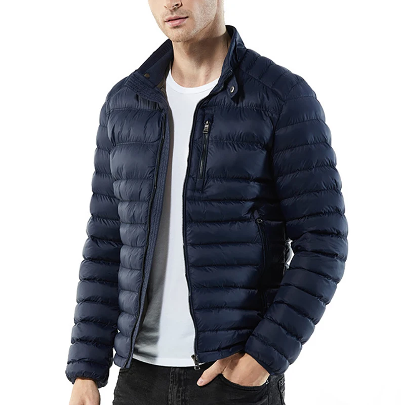 

2019 Plus Size Men Winter Clothes Parka Puffer Coat Cotton Polyester Stand Casual Regular Warm Fashion Bubble Coat Thick Stand