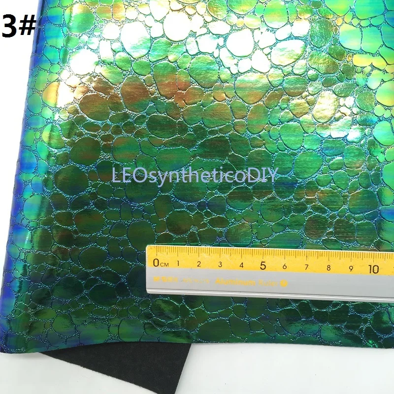 Мини рулон 30x134 см зеленая синтетическая кожа, блестящая ткань с напечатанными звездами рулон для изготовления луков LEOsyntheticoDIY SK293