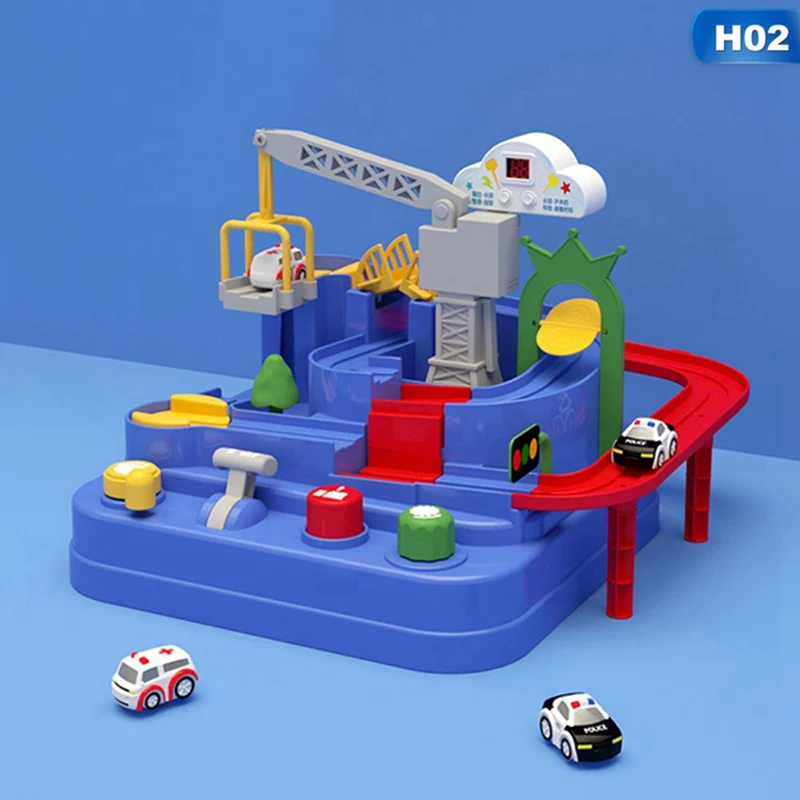 Music Lights Car Adventure Track Toys Parking Children Educational Toys For Children House Play Game - Цвет: 2