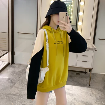 

Hoodie Women's Brushed And Thick 2020 New Style Loose-Fit Mixed Colors Coat 7835