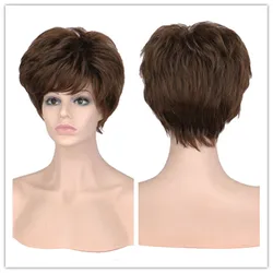 SuQ Classical Short Curly Wig Hair Synthetic Natural For Women Cosplay Brown Heat Resistant Daily Wigs