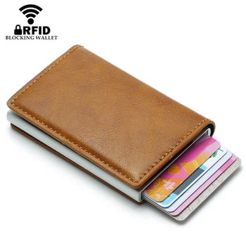 

Bycobecy 2019 Slim RFID Wallet Business Card Holder Aluminum Credit Card Wallet Metal Mini Smart Men Purse For Drop-shipping