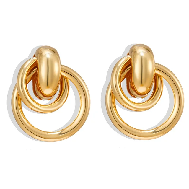 FNIO Fashion Vintage Earrings For Women Big Geometric Statement Gold Metal Drop Earrings 2020 Trendy Earings Jewelry Accessories LNI01261-6