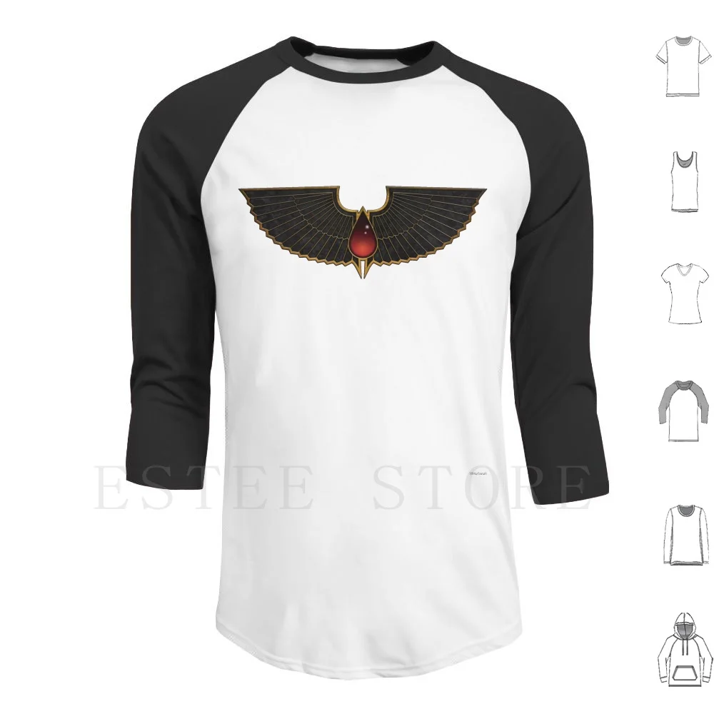 Felpe Con Cappuccio Gioiello Di Sangue Alato Manica Lunga Blood Space Sci Fi Angel Angelic Science Fiction Stone Red Gold Black Marble