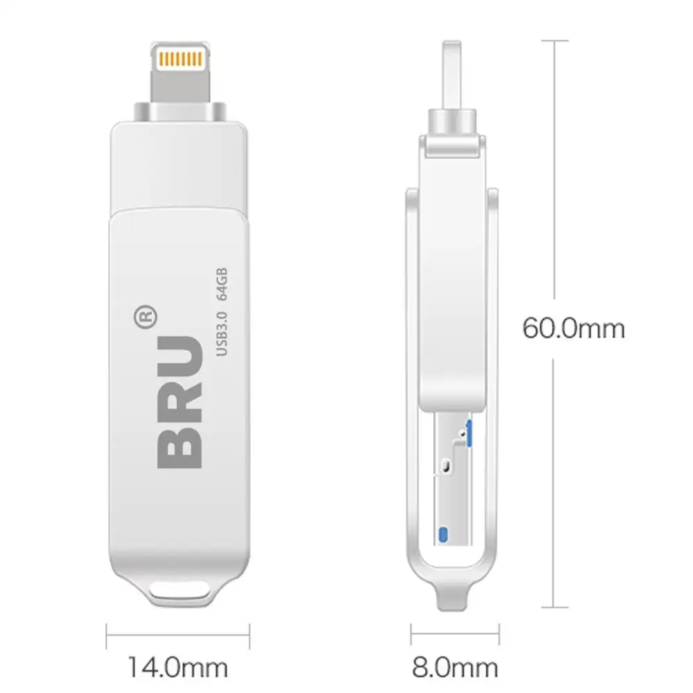 Продажа BRU OTG 16G32G64G128G256GB font b USB b font флэш накопитель для iPhone 5S 6S plus 7 7 plus 8 8 p X XS XR iPad USB3.0 флэш накопитель с логотипом на заказ
