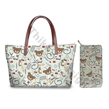 

Purses And Handbags Luxury Designer Women Shoulder Bag Cartoon Doctor Bear Print Girls Totebag 2020 New Large Clutchbag Bolsos